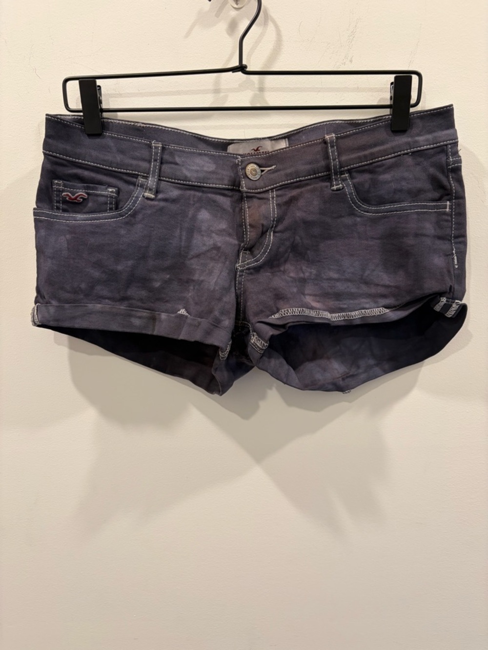 Hollister Purple Grey Washed Tie-Dye Denim Y2K Shortie Shorts